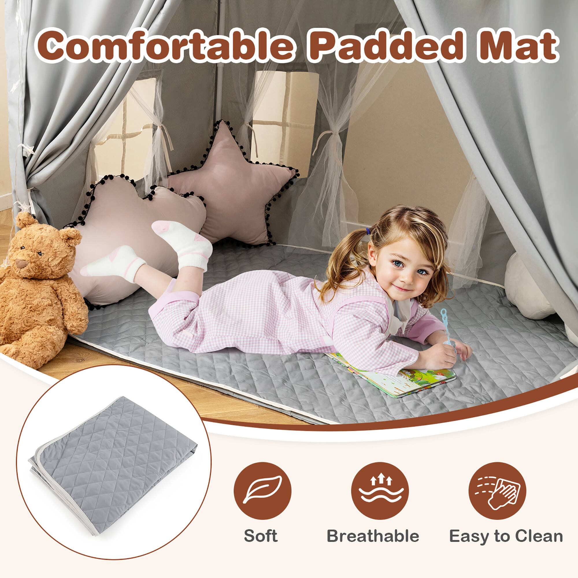 Comfortable Padded Mat

- Soft
- Breathable
- Easy to Clean
