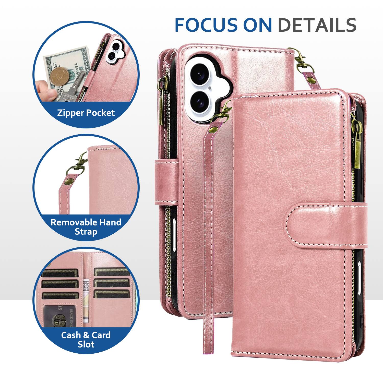 3 SS RN 9545A - au FOCUS ON DETAILS  
Zipper Pocket  
Removable Hand Strap  
Cash & Card Slot