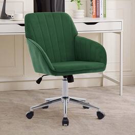 Trinkets Crazed - 24.6" Velvet Office Chair, Ergonomic Swivel Desk Chair with Memory Foam Seat - Adjustable Height Computer Chair - Green