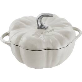 Staub - Cast Iron 3.5-qt Pumpkin Cocotte with Stainless Steel Knob - White Truffle