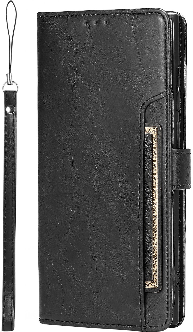 Front. SaharaCase - Genuine Leather Folio Wallet Case for Samsung Galaxy S24 Ultra - Black.