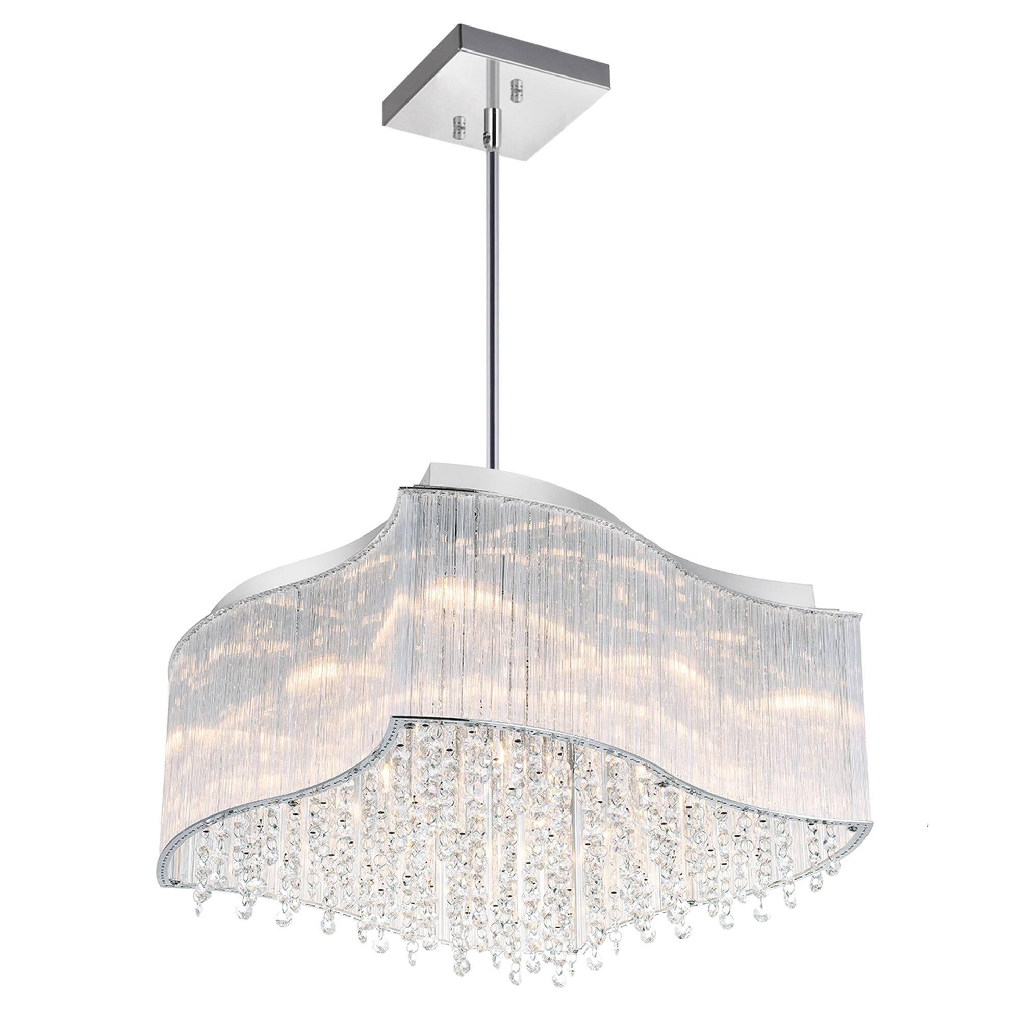 Alt View 2. CWI Lighting - Elsa 10 Light Drum Shade Chandelier With Chrome Finish - Chrome.