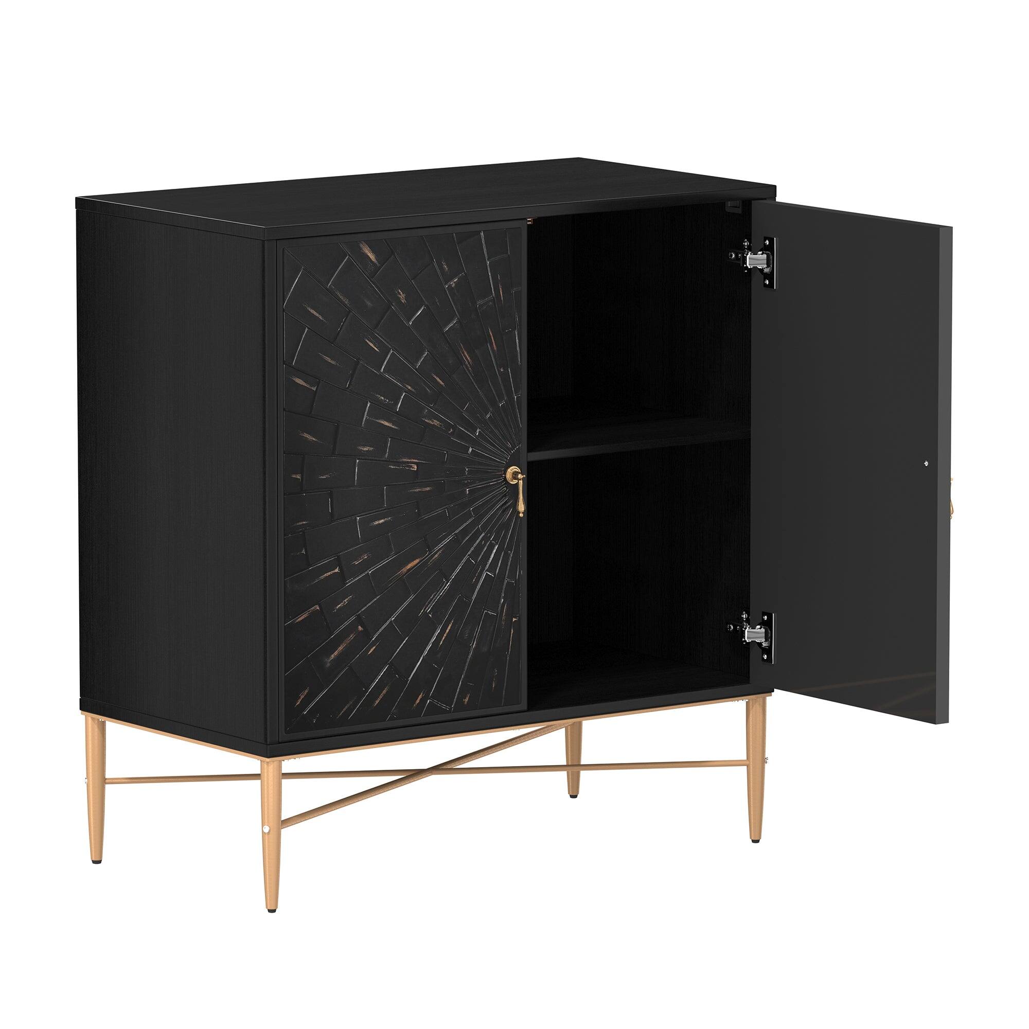 Alt View 10. Boyel Living - Vintage Wood Storage 2 Door Accent Cabinet - Black.