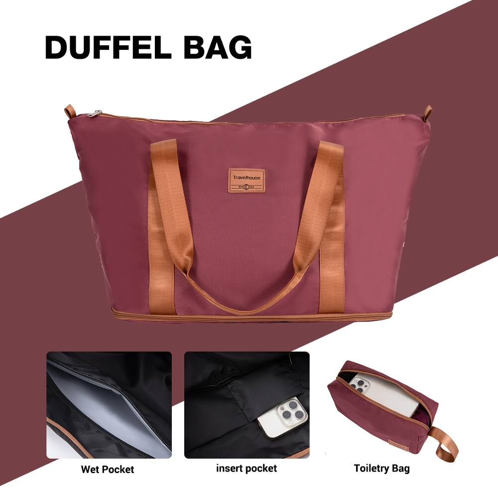 DUFFEL BAG

Travelhouse
SINCE-200+

Wet Pocket
insert pocket
Toiletry Bag
