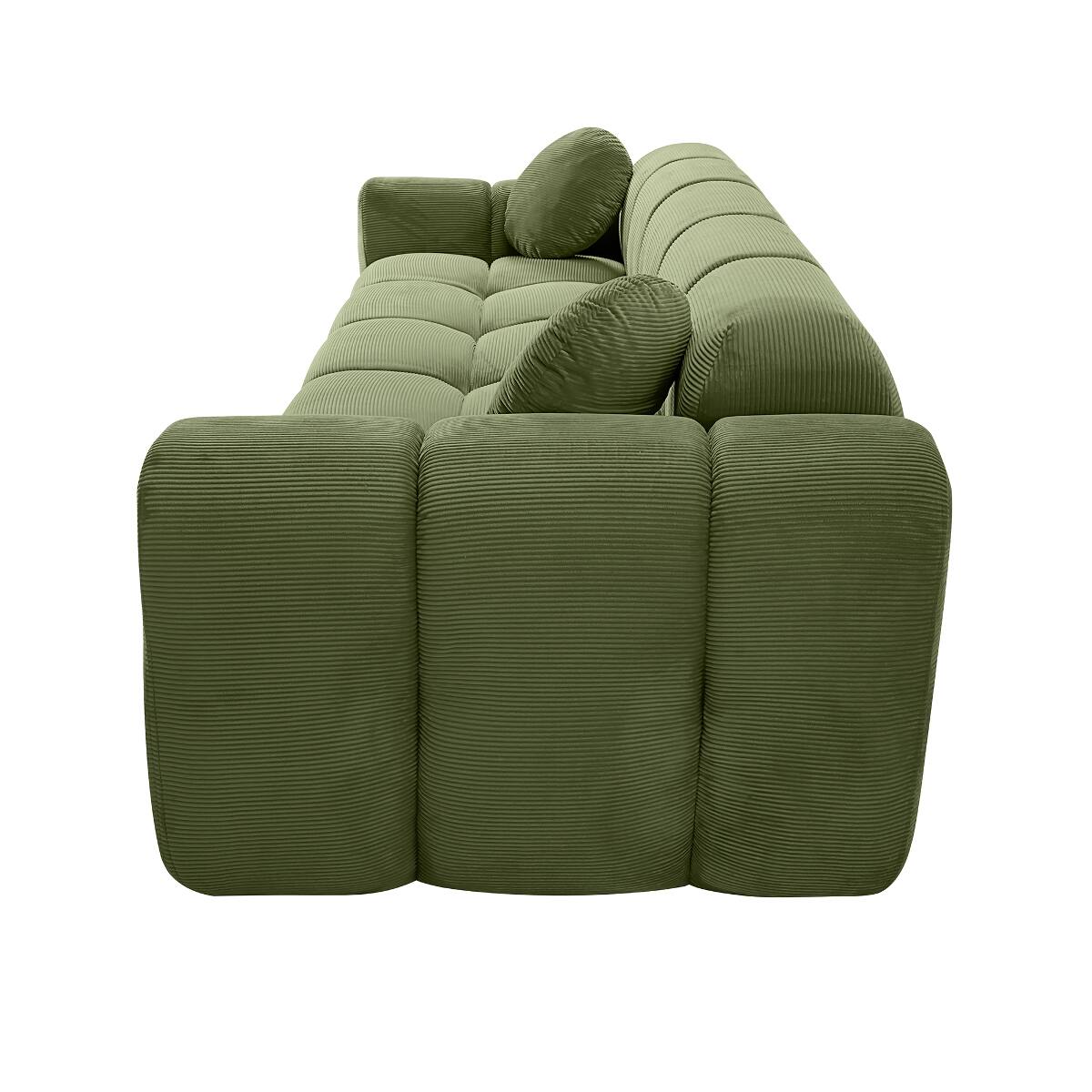 Alt View 8. Ropilly - Ropilly Extra Large Corduroy Sofa, Sofa in a Box, Green 3 Seater Upholstered Sofa with 2 Pillows - Green.