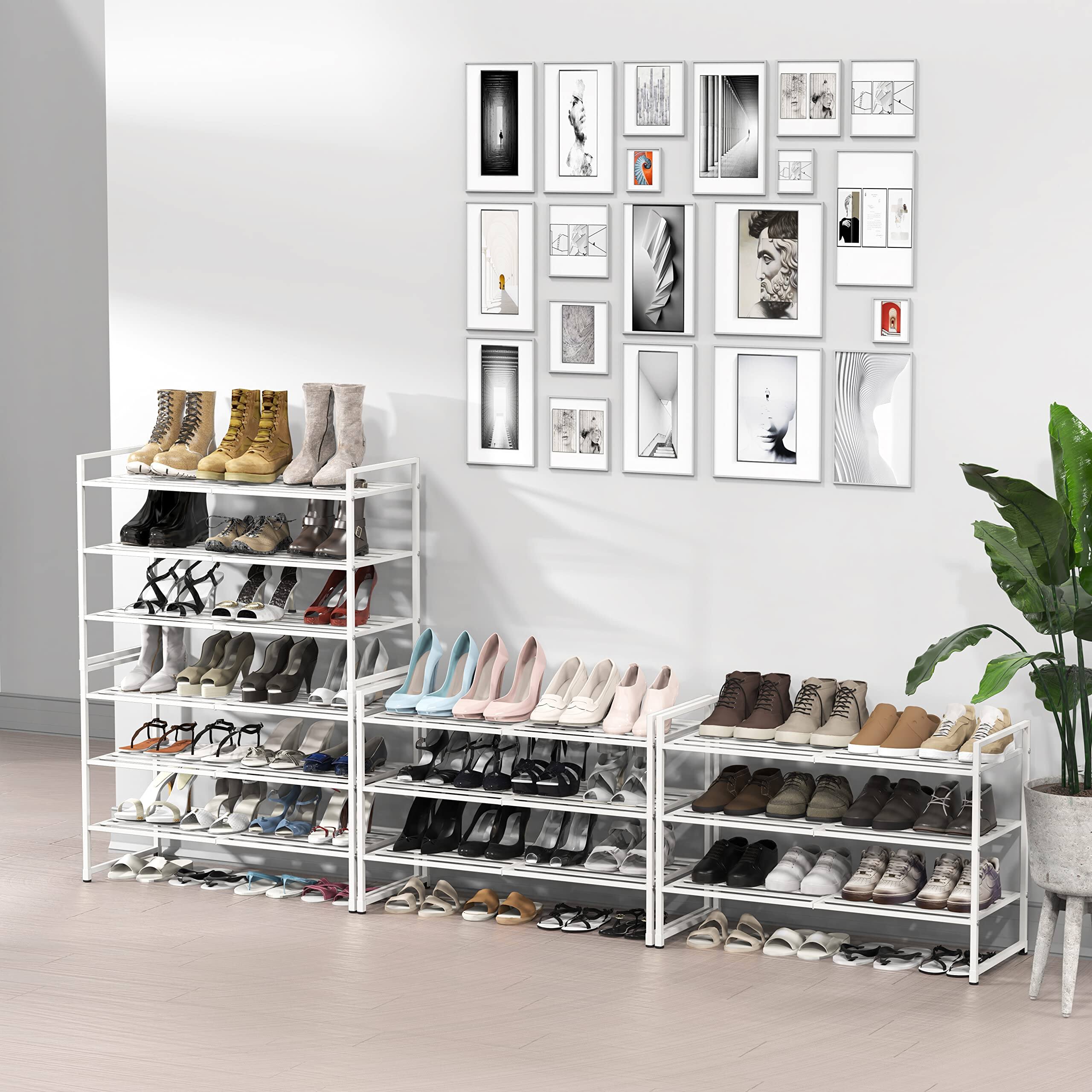 Alt View 1. ThinkLink Electronic - Stackable Metal Panel Shoes Rack storage racks shoe Stackable Design Maximize your storage - White Mesh Panel.