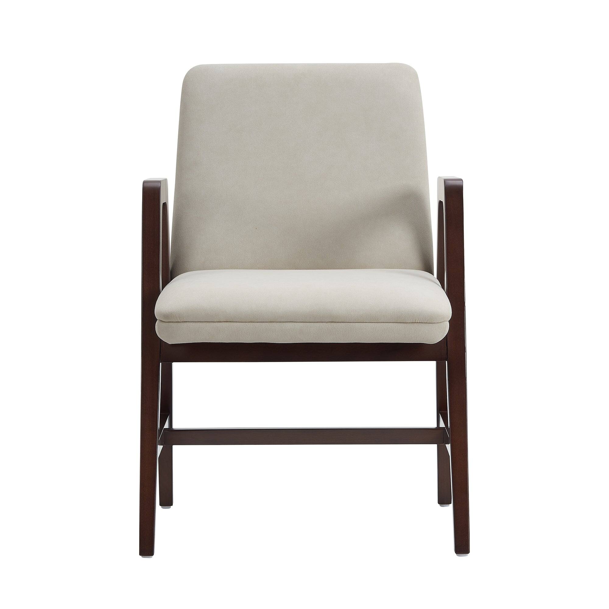 Front. Manhattan Comfort - Stella Modern Wood Velvet Dining Chair with Arms - Champagne.