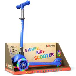 Campior - Mini 3 Wheel Scooter Kids Lean to Steer LED Light Up Wheels Adjustable Handlebar Wide Anti Slip Deck Ages 2 Up - Blue