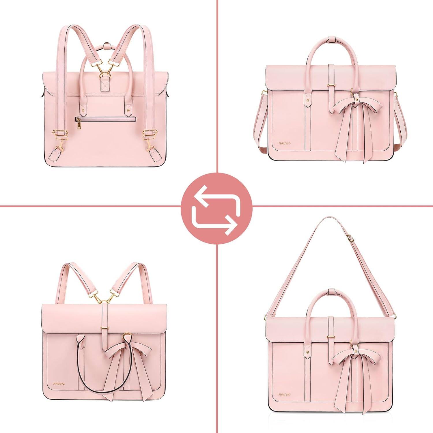 mosiso Laptop Bag for Women 17 17.3 inch PU Leather Laptop