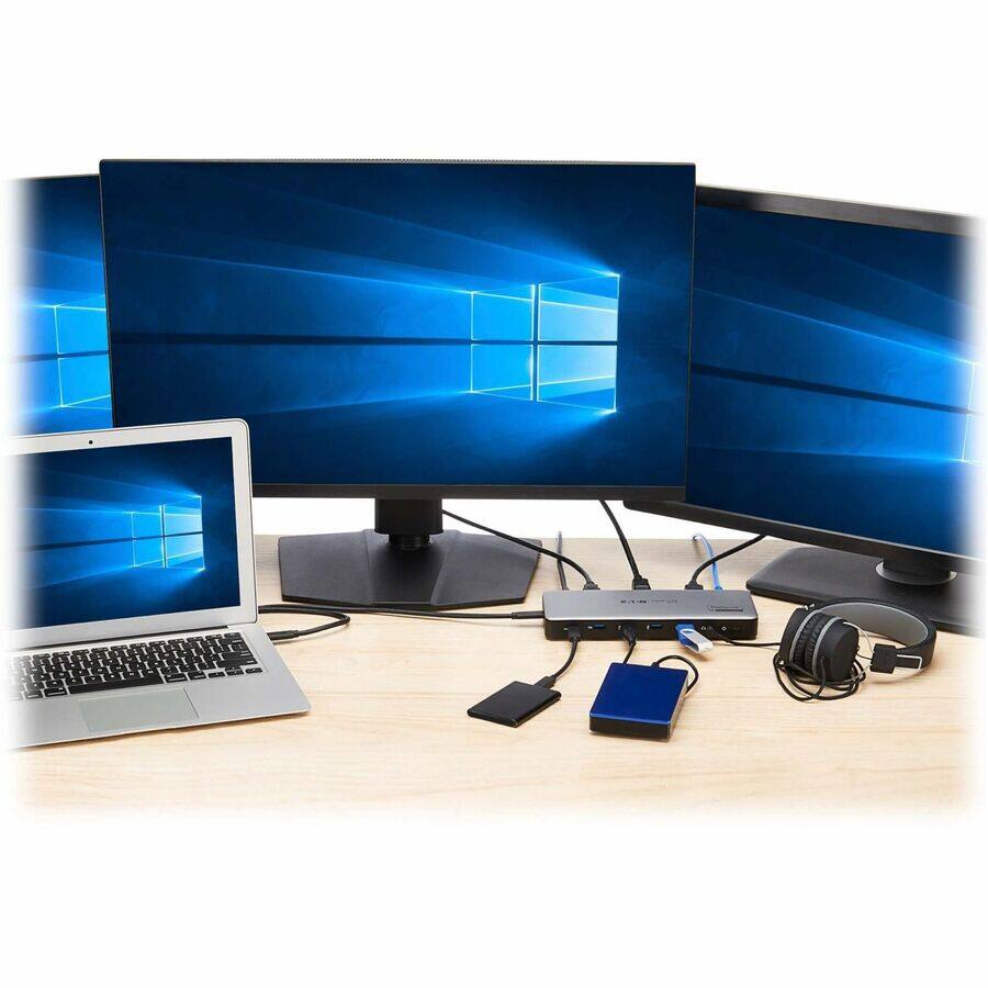 Alt View 2. Tripp Lite - Eaton Tripp Lite Series USB-C Universal Dock, Triple Display - 4K HDMI and DisplayPort, USB 3.2 Gen 1/Gen 2 Hub, GbE.