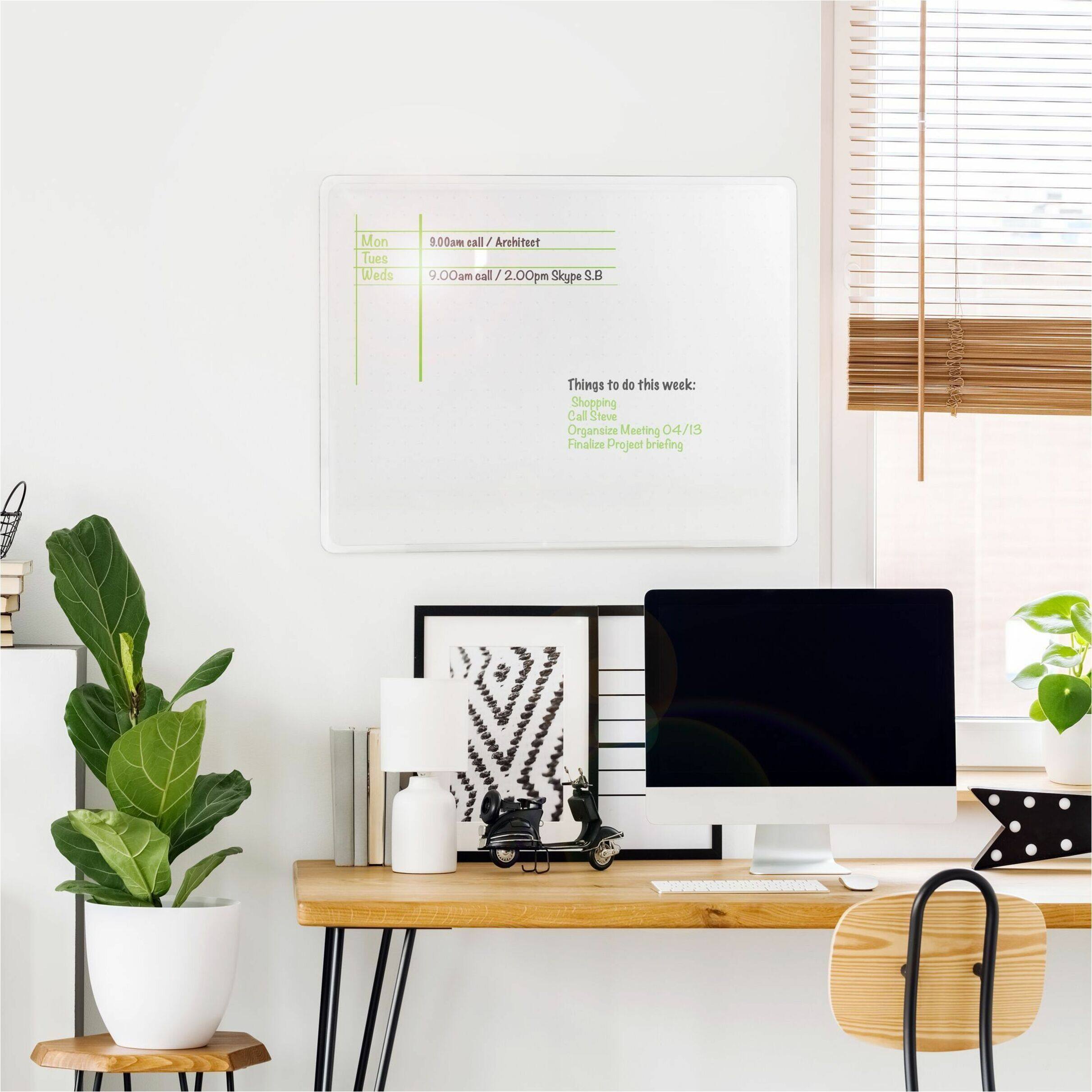 Alt View 16. Floortex - Viztex Glacier White Multi-Purpose Grid Glass Dry Erase Board 24'' x 36'' - White.