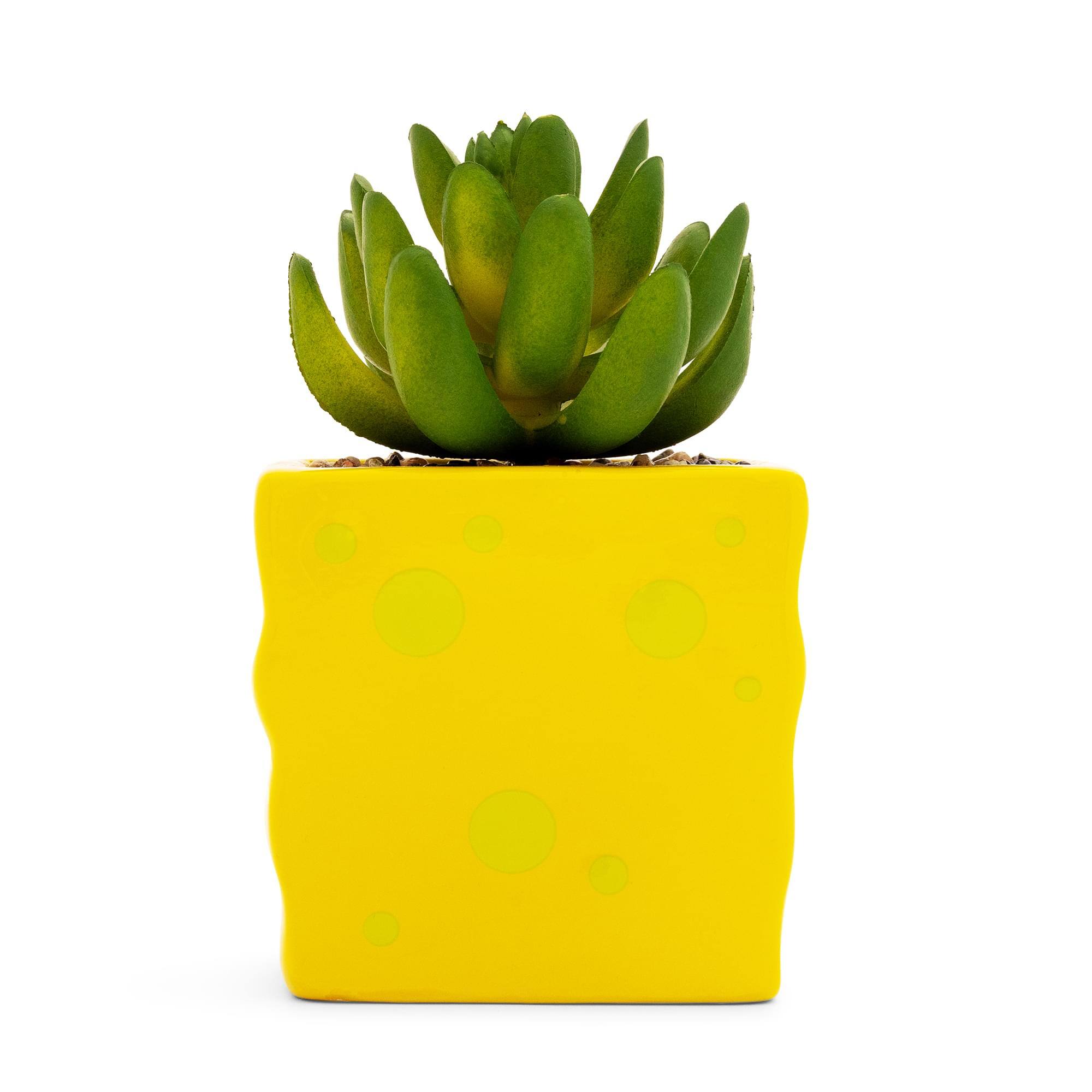 Alt View 10. Silver Buffalo - Nickelodeon SpongeBob SquarePants Face Mini Planter With Artificial Succulent - Yellow.