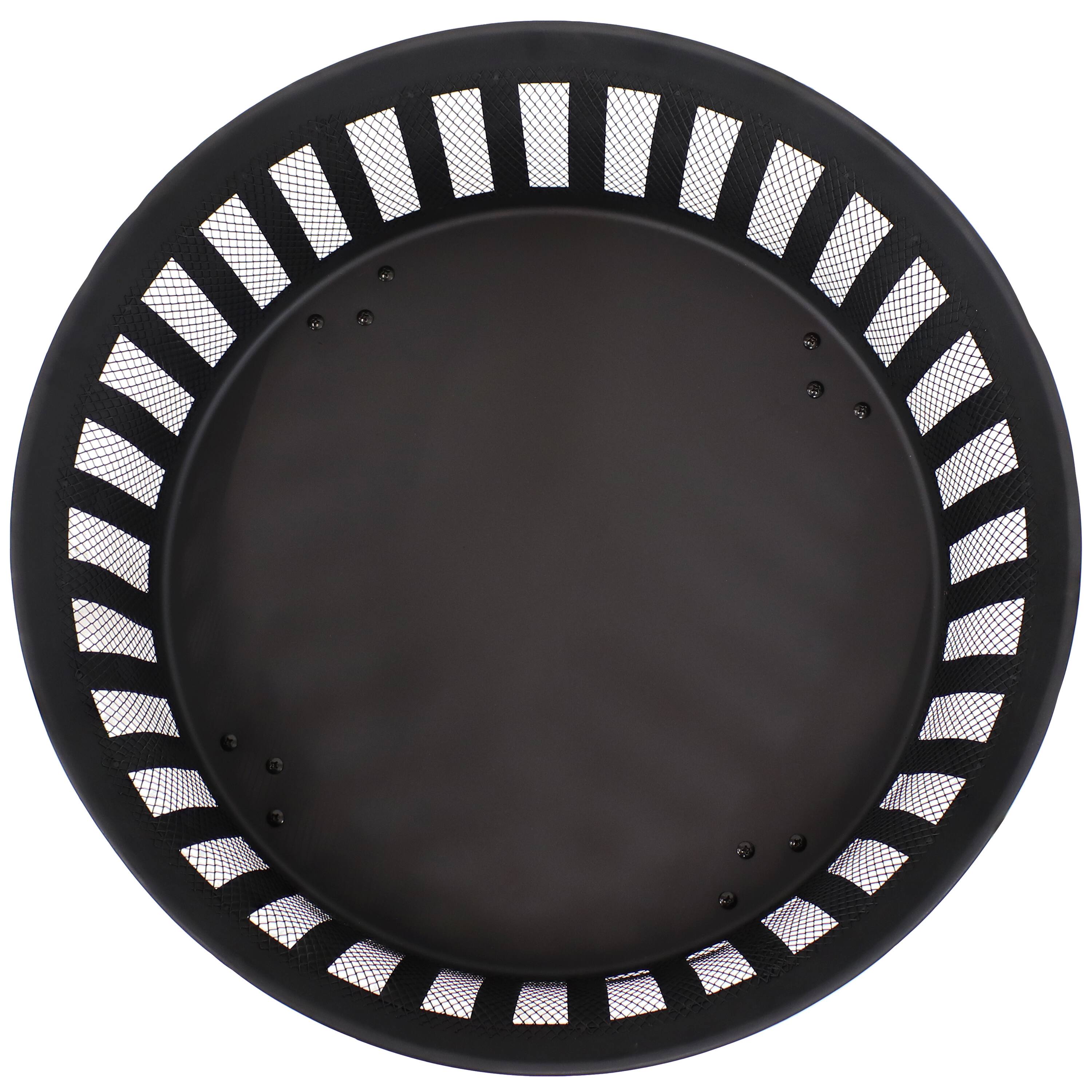 Alt View 4. Sunnydaze - 25 in Steel Wood-Burning Fire Pit with Mesh Stripe Cutouts - Black.
