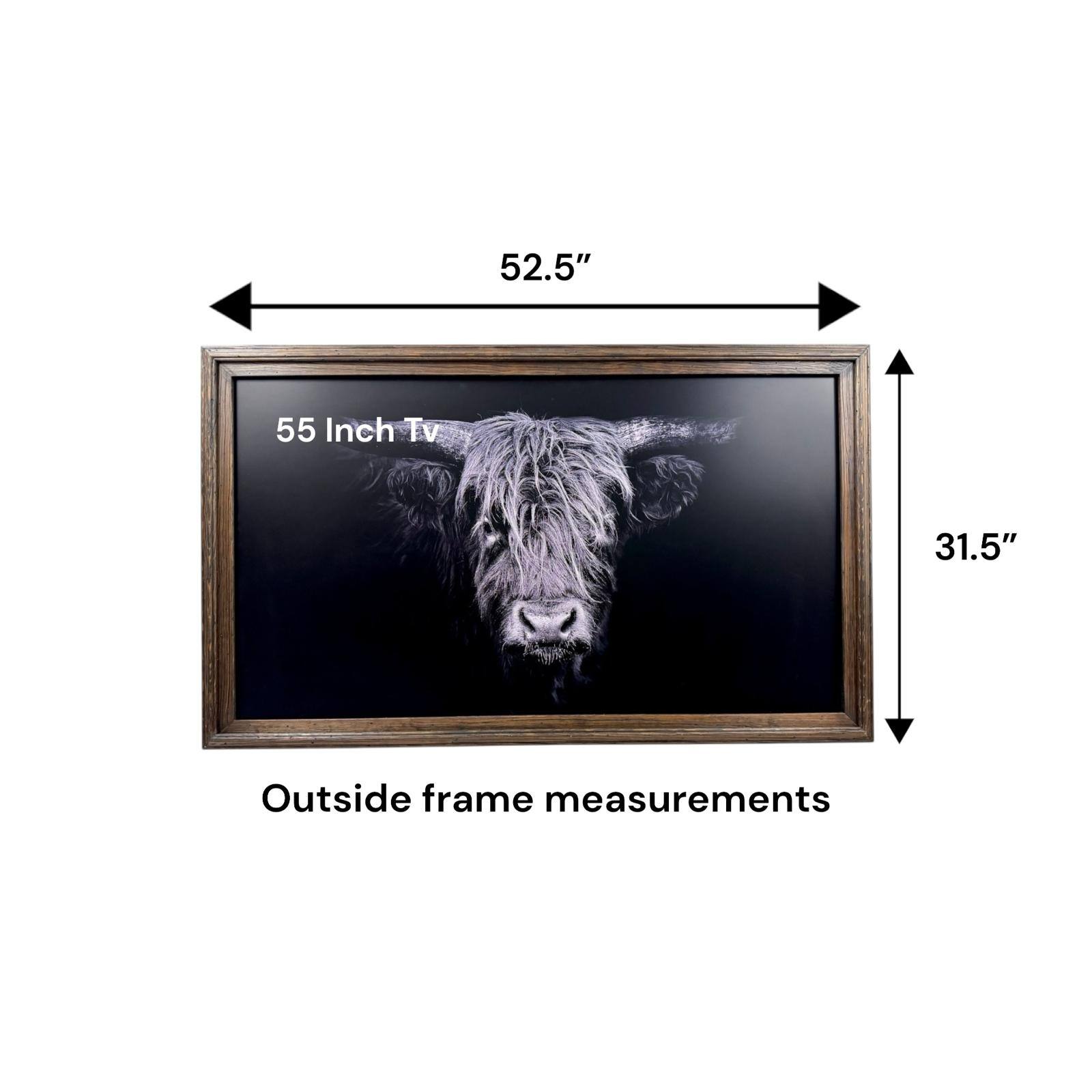 52.5" x 31.5" Outside frame measurements for a 55 Inch TV