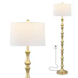 Jonathan Y - Jaxon 62.5" Traditional Glam Metal LED Floor Lamp - Gold Painting
