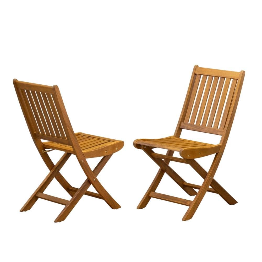 Outdoor Escape - Outdoor Dining Chairs Oil Finish Set of 2 Slatted Back Wood Seats - Natural Oil price history on PriceWatchPro