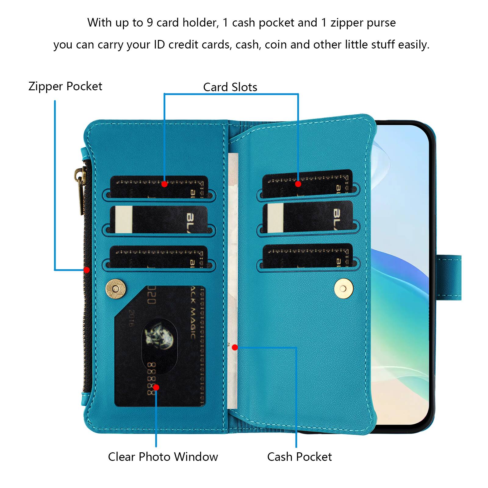 UUCOVER Wallet Case for Samsung Galaxy A17 5G with Zipper Pocket, Cash ...