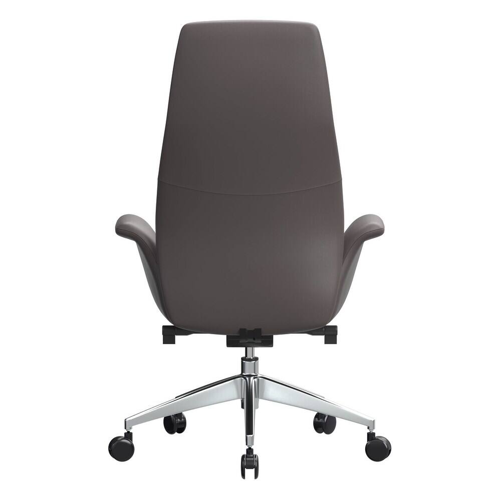 Alt View 2. LeisureMod - Summit High-Back Swivel Leather in Metal Frame Office Desk Chair with Adjustable Height, Tilt & Plush Cushion - Grey.
