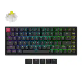 Keychron - K2 V3 75% Wireless RGB Keyboard with Hot-Swappable Super Banana Switch and QMK/Built-in AI Launcher - Black