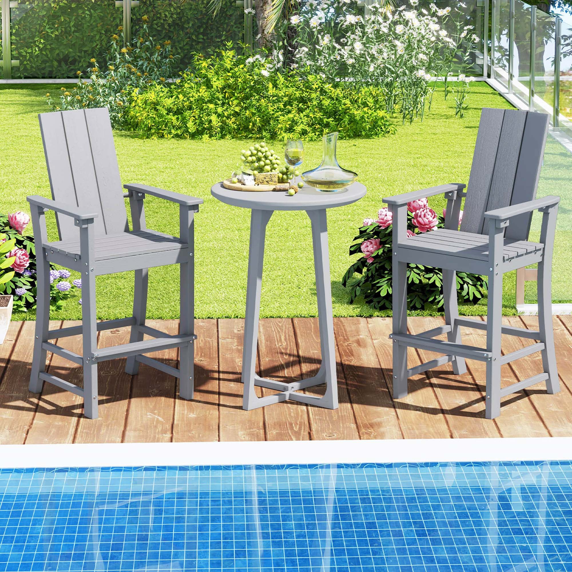 Alt View 3. Costway - Costway Tall Adirondack Chair with Ergonomic Backrest Armrests & Footrest for Backyard - Gray.