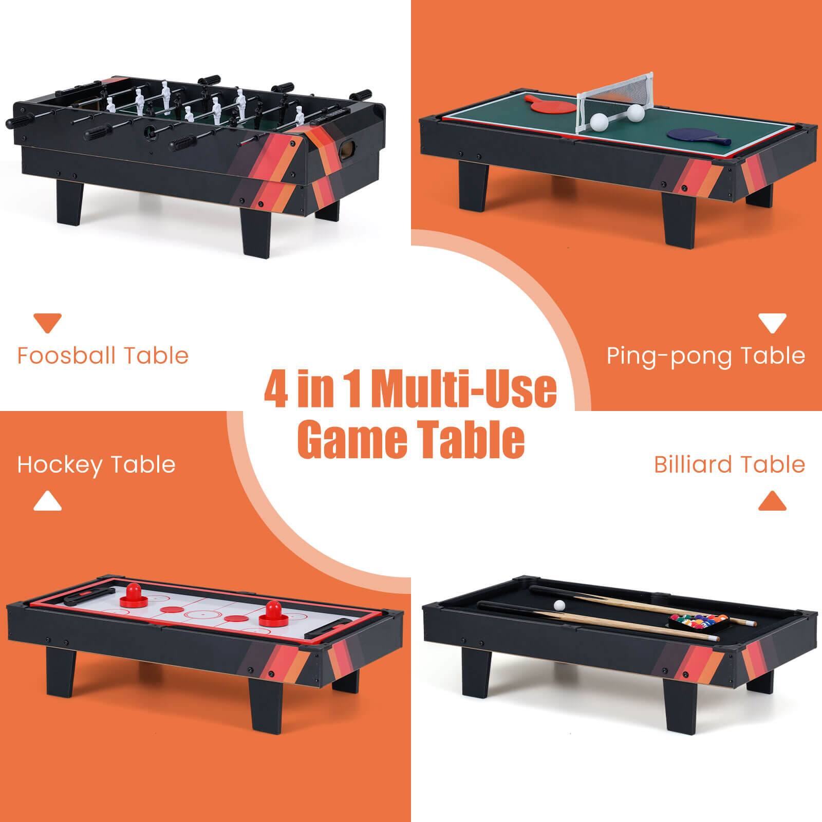 Foosball Table  
Ping-pong Table  
Hockey Table  
Billiard Table  

4 in 1 Multi-Use Game Table