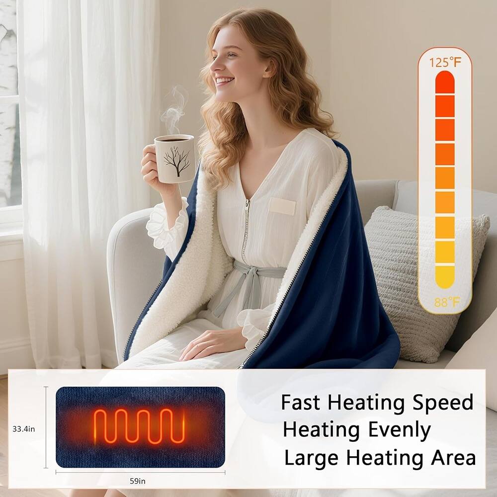 125°F  
88°F  
33.4in  
59in  

Fast Heating Speed  
Heating Evenly  
Large Heating Area
