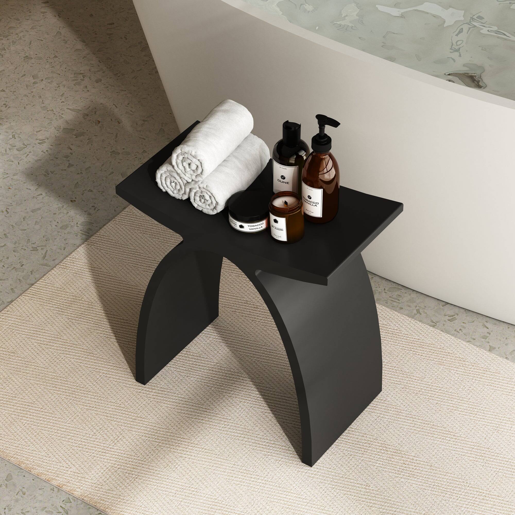 Alt View 3. Boyel Living - 9 in. W Freestanding Solid Surface Shower Seat in Matte Black - Matte Black.