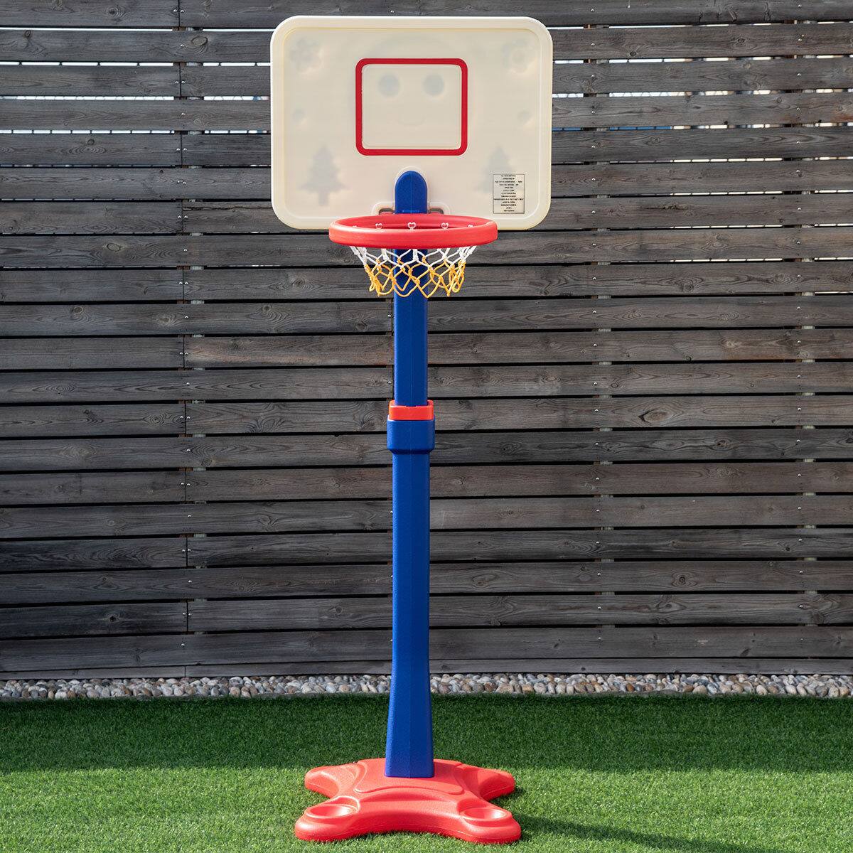 Alt View 1. Costway - Costway Kids Children Basketball Hoop Stand Adjustable Height 63"-85" Indoor Outdoor Sports - Blue,Red,White.