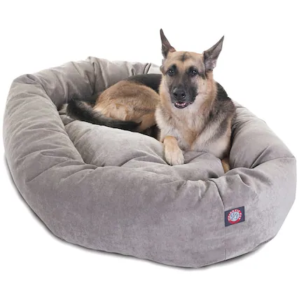 Front. Majestic Pets - Majestic Pet 52 Inch Micro Velvet Calming Pet Bed Washable 52x35x11 Vintage - Vintage.