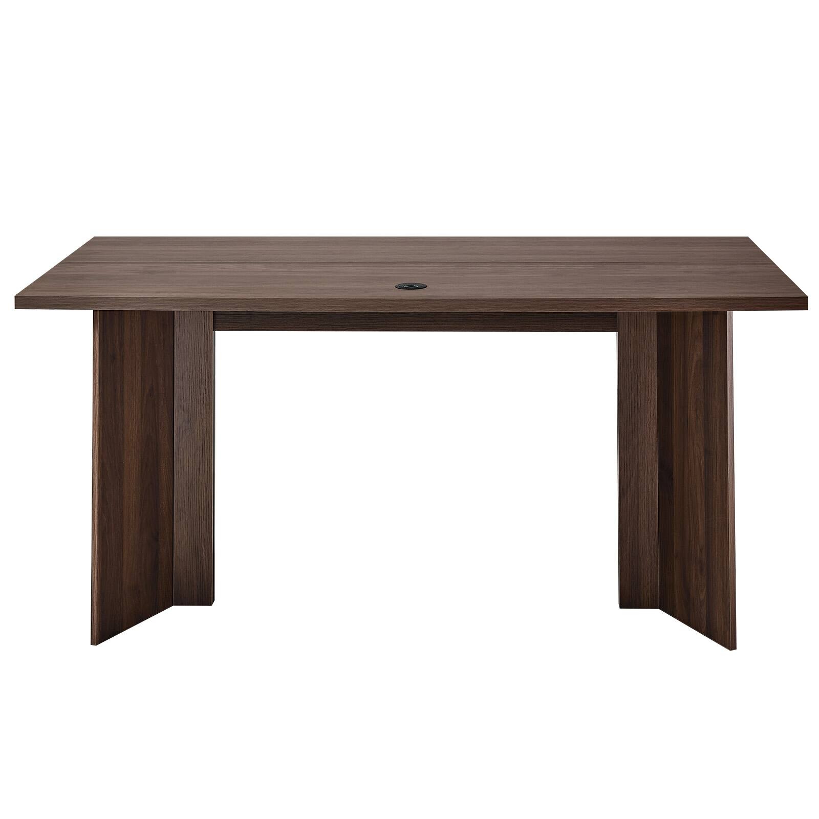 Alt View 5. VEVOR - 63 in Executive Desk, Large Modern Rectangle Office Table, Heavy Duty Wooden Executive Table with Cable Connection Hole - Brown.