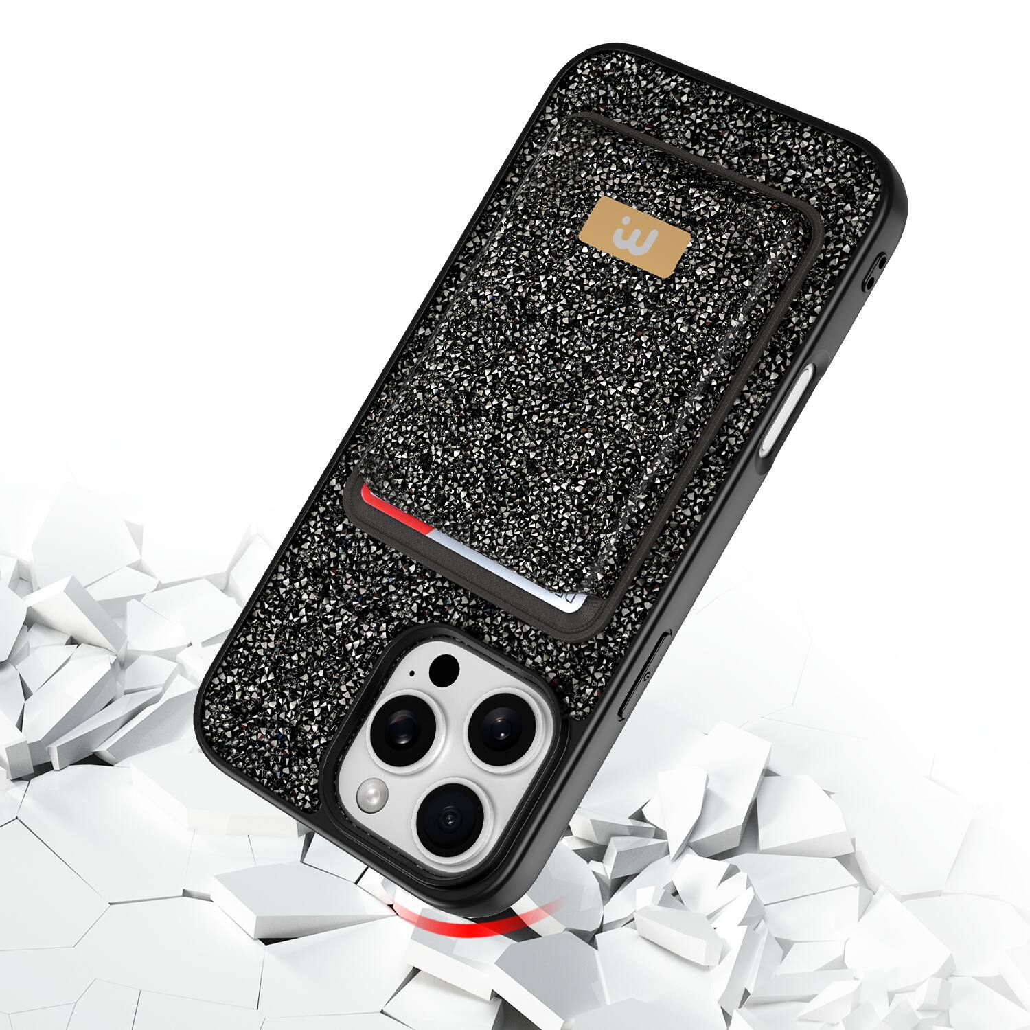 Alt View 1. Mybat Pro - MyBat Pro Bijou Series MagSafe Bundle with Diamond Case + MagStash Wallet for Apple iPhone 16 Pro Max - Graphite Smoke - Black.