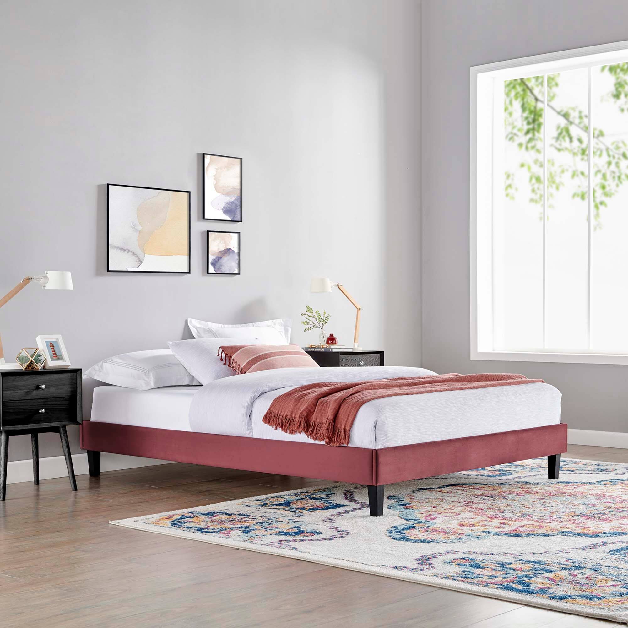 Alt View 1. Modway - Current Performance Velvet Twin Platform Bed - White.