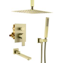 Boyel Living - 12-Inch Rain Shower System Brass SUS304 3-Function Valve Handheld 180° Spout cUPC - Brushed Gold