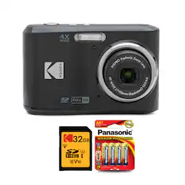 Kodak - PIXPRO FZ45 Friendly Zoom Digital Camera Memory Card and Batteries - Black