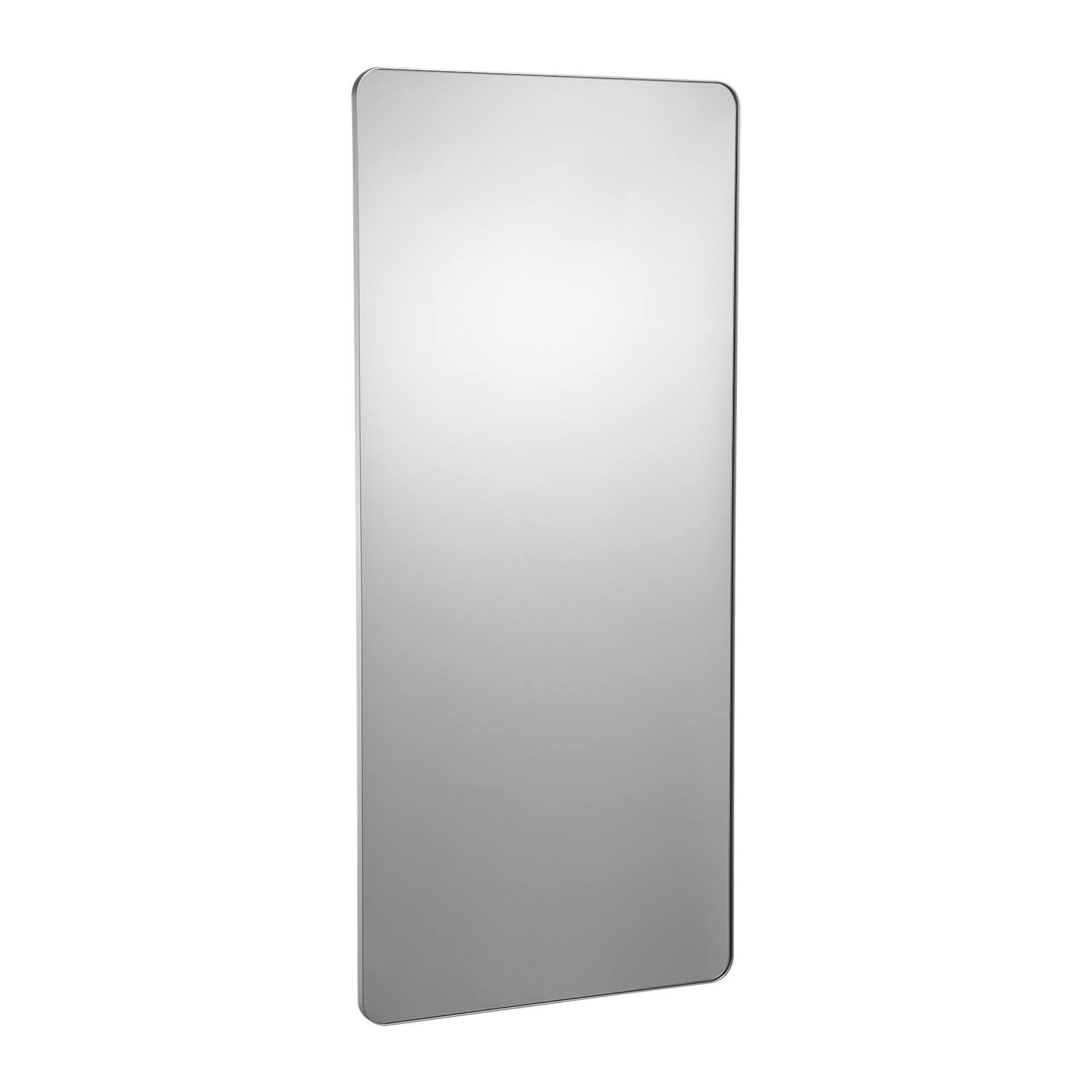 Front. VEVOR - Wall Mounted Makeup Mirror, 0.15" Thick, 32" x 72" Mirror with Aluminium Alloy Frame & Explosion-Proof Film - Black.