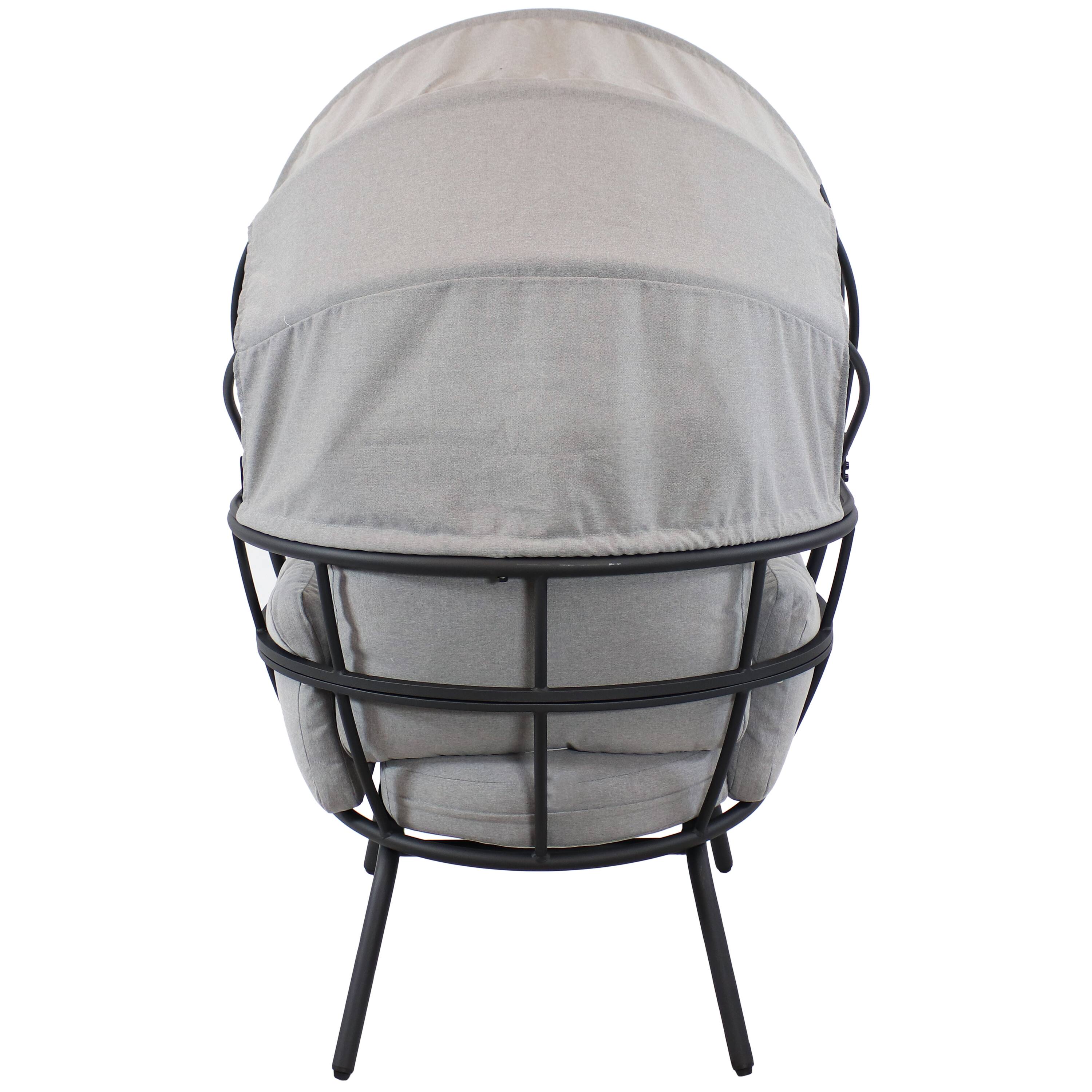 Alt View 8. Sunnydaze - Modern Luxury Wicker Lounge Chair with Retractable Shade - Gray.