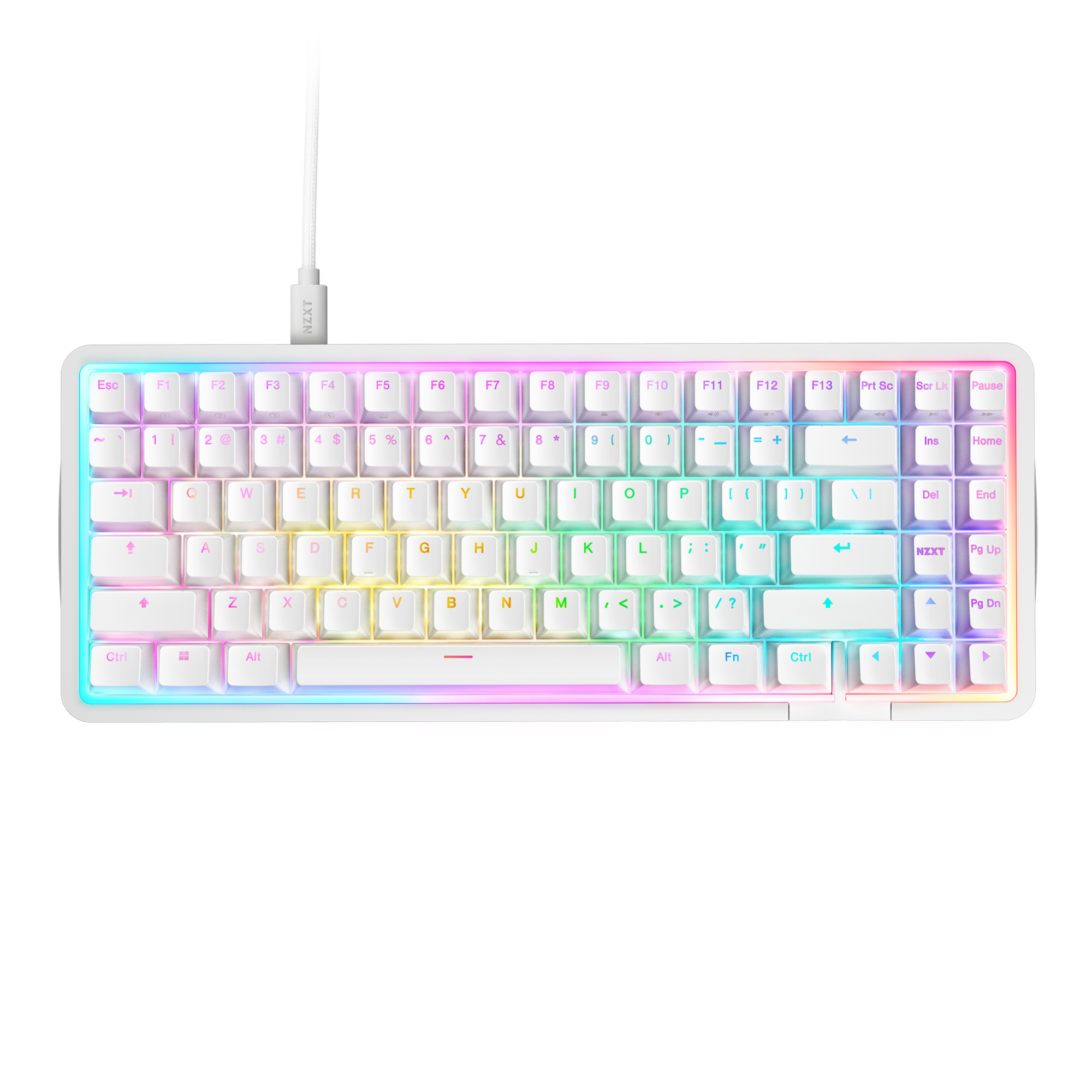 NZXT - Function Elite MiniTKL Wired Magnetic RGB Gaming Keyboard - White - Front_Zoom