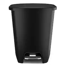 Front. Glad - Glad Trash Can with Lid, Stainless Foot Pedal & Garbage Bag Rings, 20 Gal, Black - Black - Stainless Pedal.