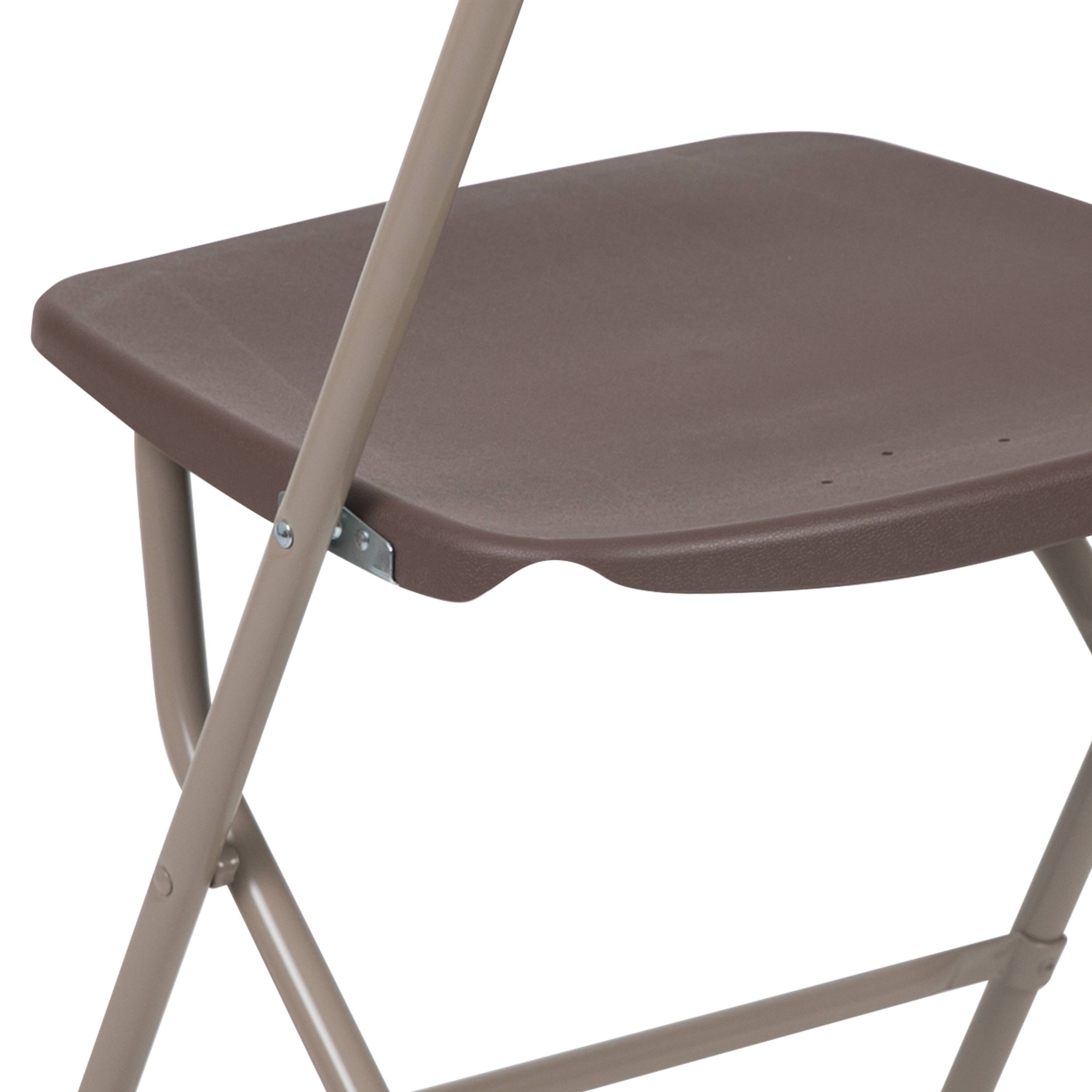 Alt View 10. Emma + Oliver - Set of 10 Stackable Folding Plastic Chairs - 650 LB Weight Capacity - Brown.