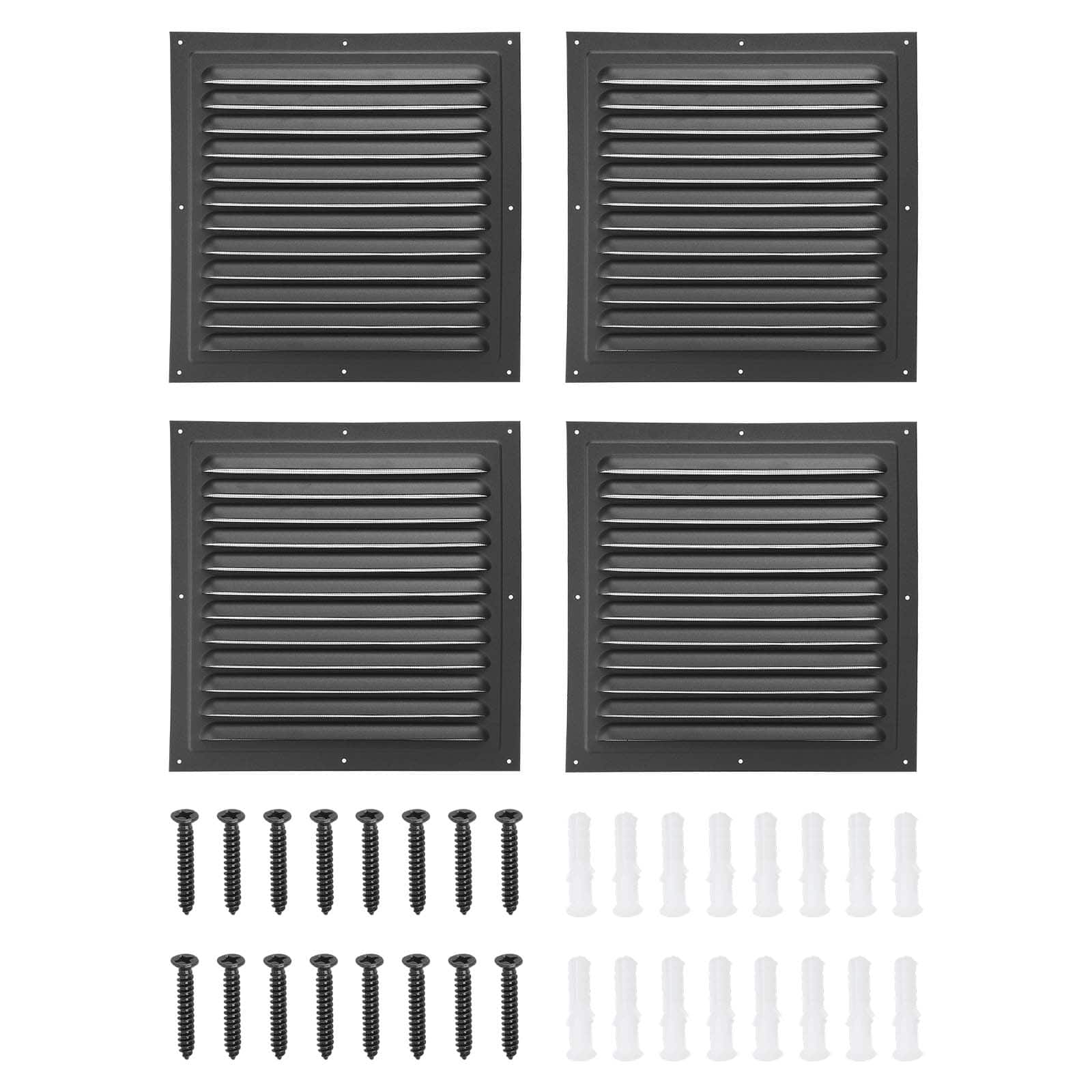 "Unique Bargains - 10""x10"" Aluminum Gable Vent, 4pcs Exterior Wall Outlet Square Soffit Vent HVAC Louver Air Grille with Built-in Screen - Black" price history on PriceWatchPro