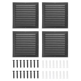 Unique Bargains - 10"x10" Aluminum Gable Vent, 4pcs Exterior Wall Outlet Square Soffit Vent HVAC Louver Air Grille with Built-in Screen - Black