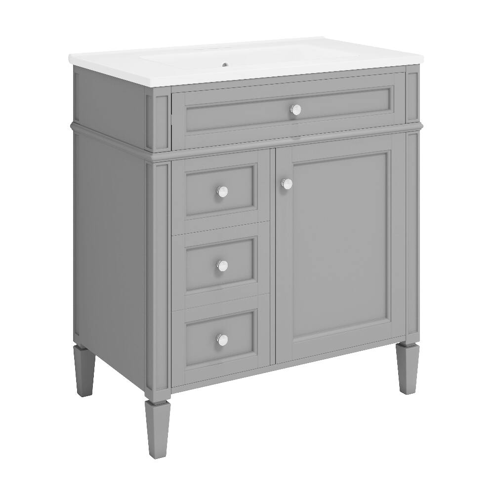 Alt View 9. Loheer - Loheer 30 inch Bathroom Vanity with Sink, Grey Single Sink Bathroom Vanity, Modern Bathroom Storage Cabinet - Grey.