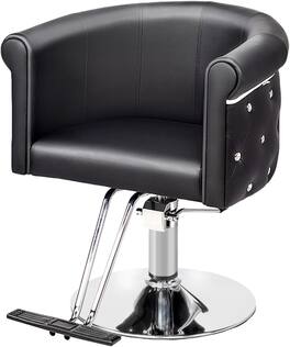 Winado - Heavy Duty Barber Chair Salon Hydraulic Chair with Open Back, Footrest, Curved Backrest, 330lbs Capacity for Barbershop - Black