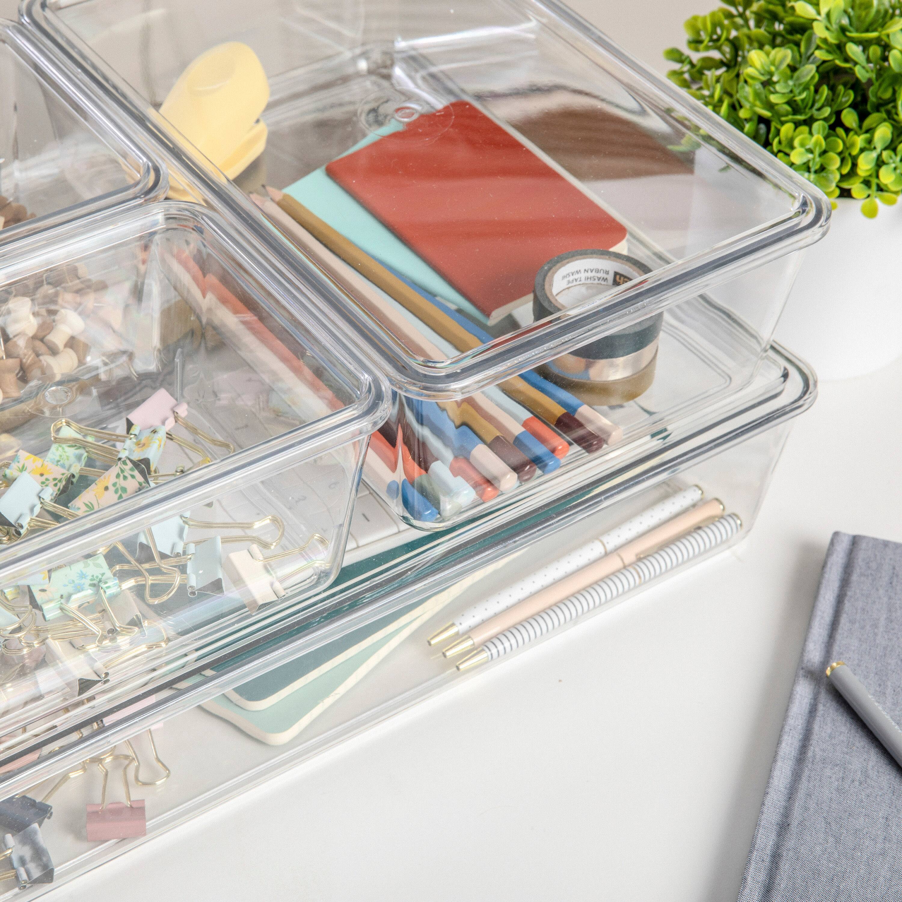 Alt View 14. Martha Stewart - Brody Premium Clear Plastic Storage Bins with Lids-2-SM/1-MED/1-LG - Clear.
