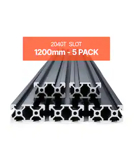 VEVOR - 5PCS 47.2 in (1200mm) T Slot 2040 Aluminum Extrusion Profile, European Standard Anodized Linear Rail, High-Strength - Black