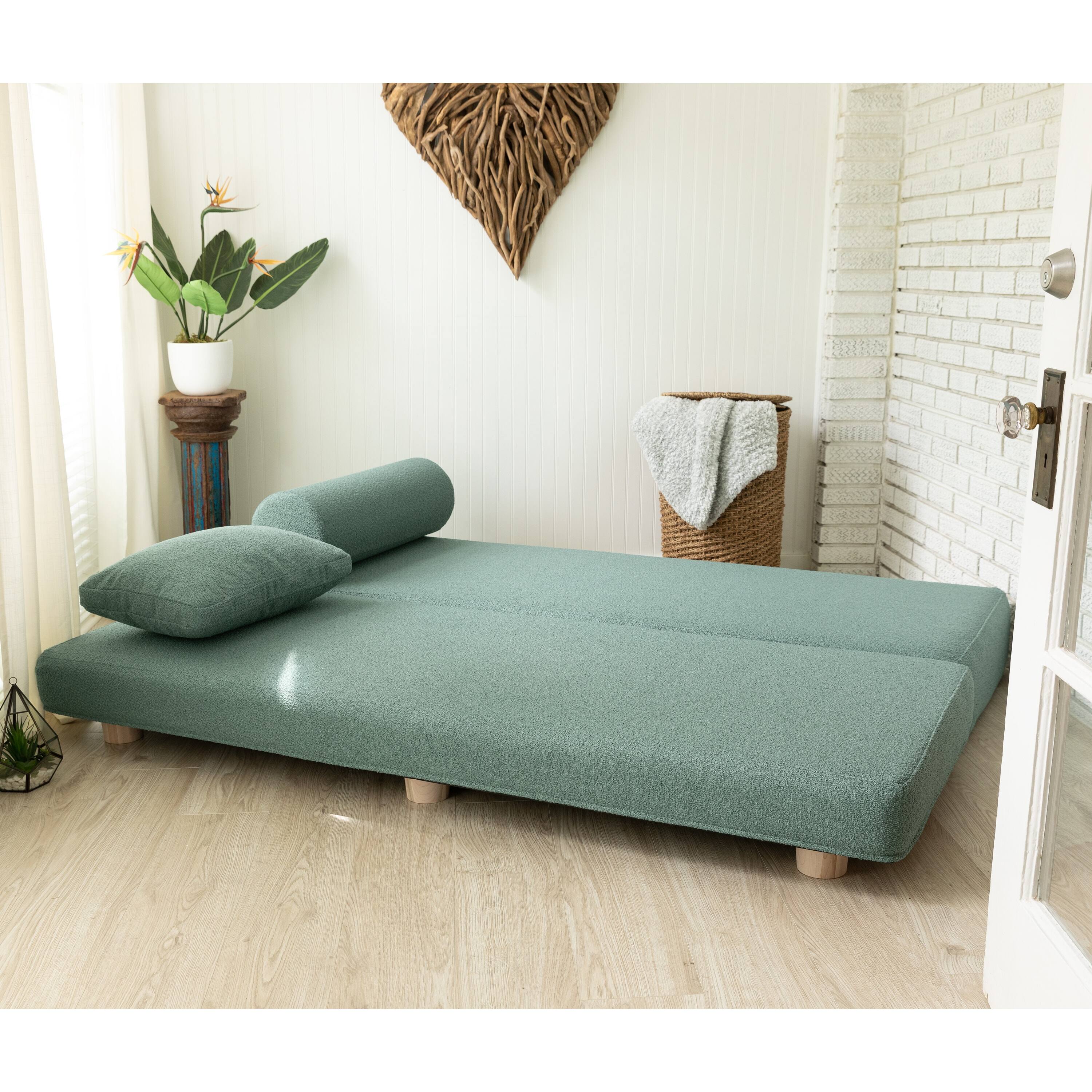 Back. Jaxx - Jaxx Avida Daybed Fold Out Queen Sleeper, Premium Boucle: Green - Green.