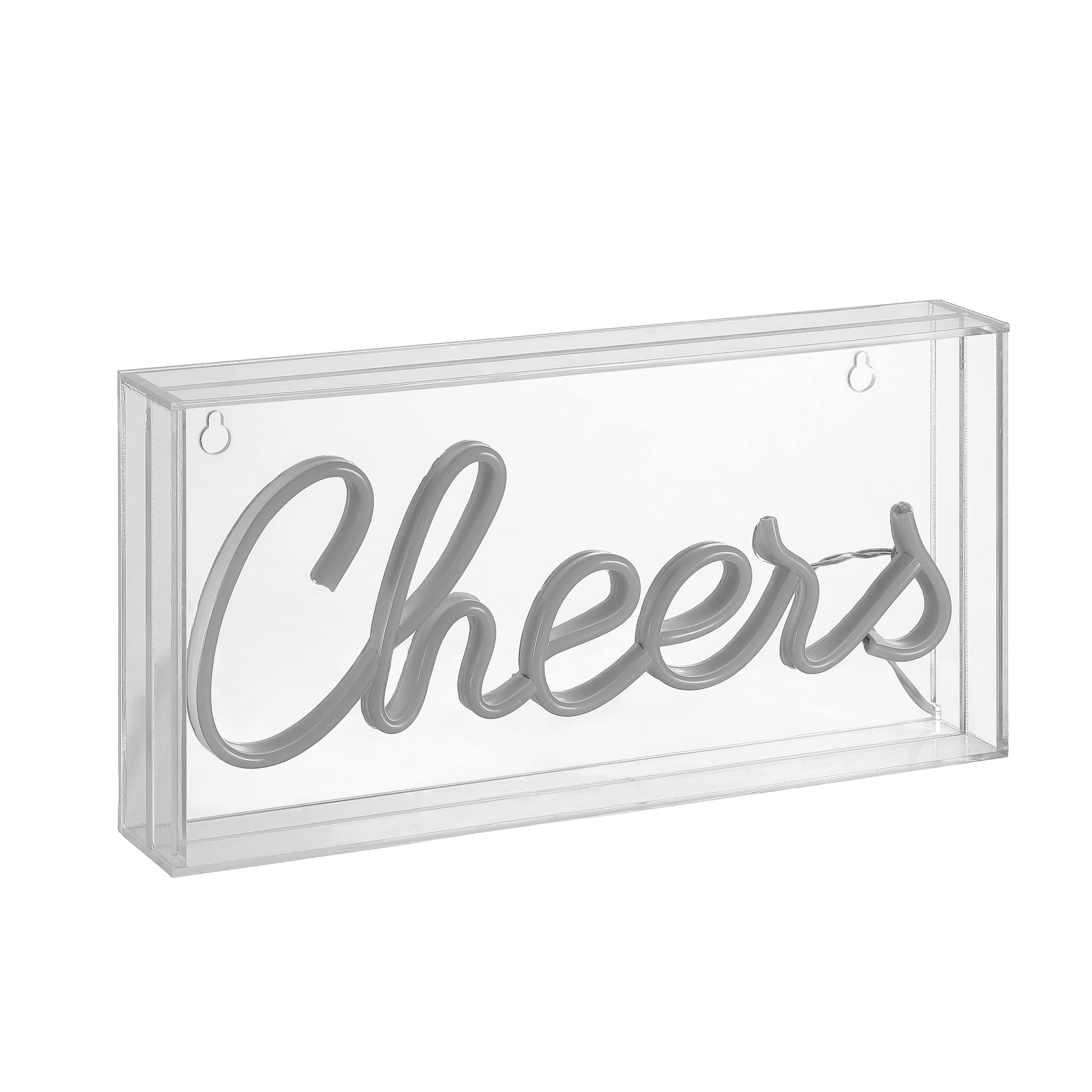 Alt View 8. Jonathan Y - Cheers 11.8" Contemporary Glam Acrylic Box USB Operated LED Neon Light, Yellow - Yellow.
