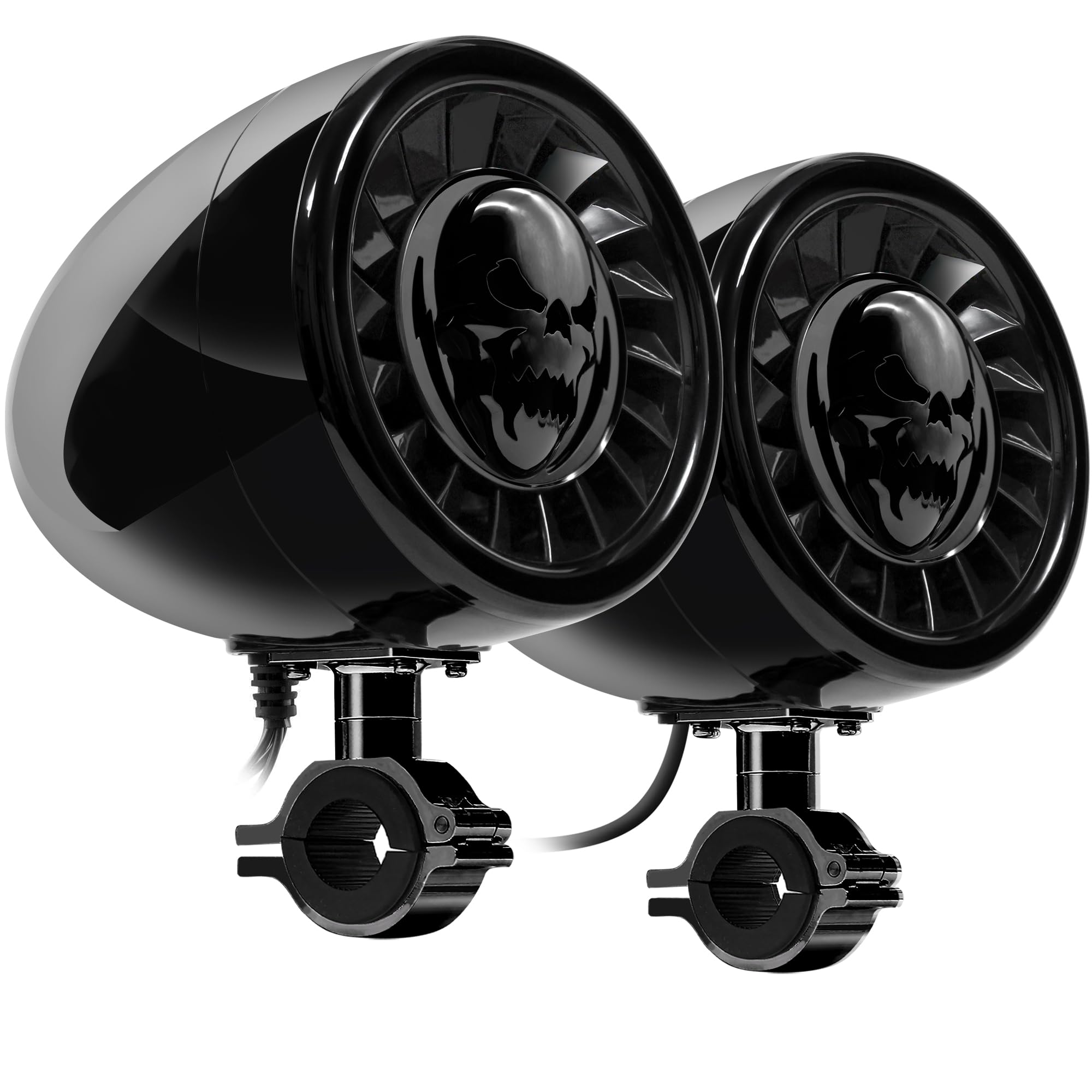 Alt View 5. GoHawk - Bluetooth Motorcycle Speakers | 5" Waterproof Stereo System w/ Amplifier & USB | AS5‑X Black - Black.