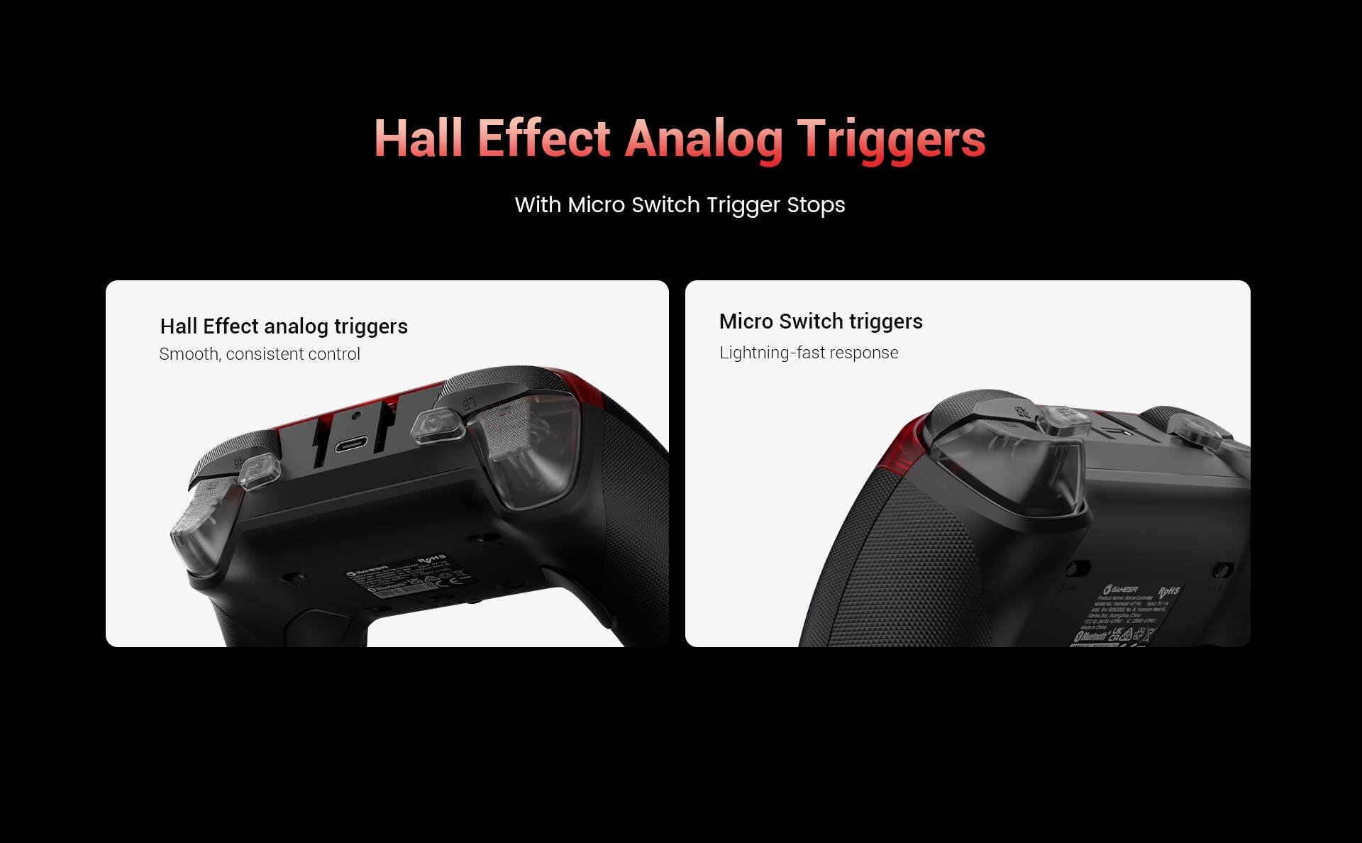 Hall Effect Analog Triggers With Micro Switch Trigger Stops

Hall Effect analog triggers provide smooth, consistent control for various applications, such as robotics, automation, and other industrial systems. These triggers are designed to offer lightning-fast response times, making them ideal for precise control and quick reactions. The micro switch trigger stops ensure that the triggers operate reliably and consistently, even in challenging environments.