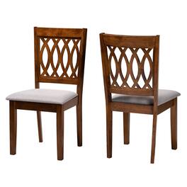 Baxton Studio - Florencia Modern Fabric and Finished Wood 2-Piece Dining Chair Set - Grey/Walnut Brown